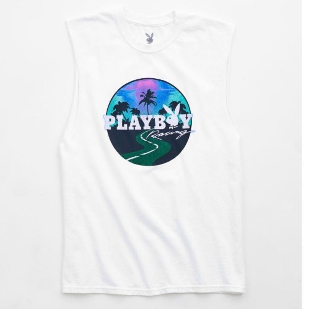 NEW Playboy UO URban Outfitters Racing Muscle Tee Shirt T-Shirt M XL